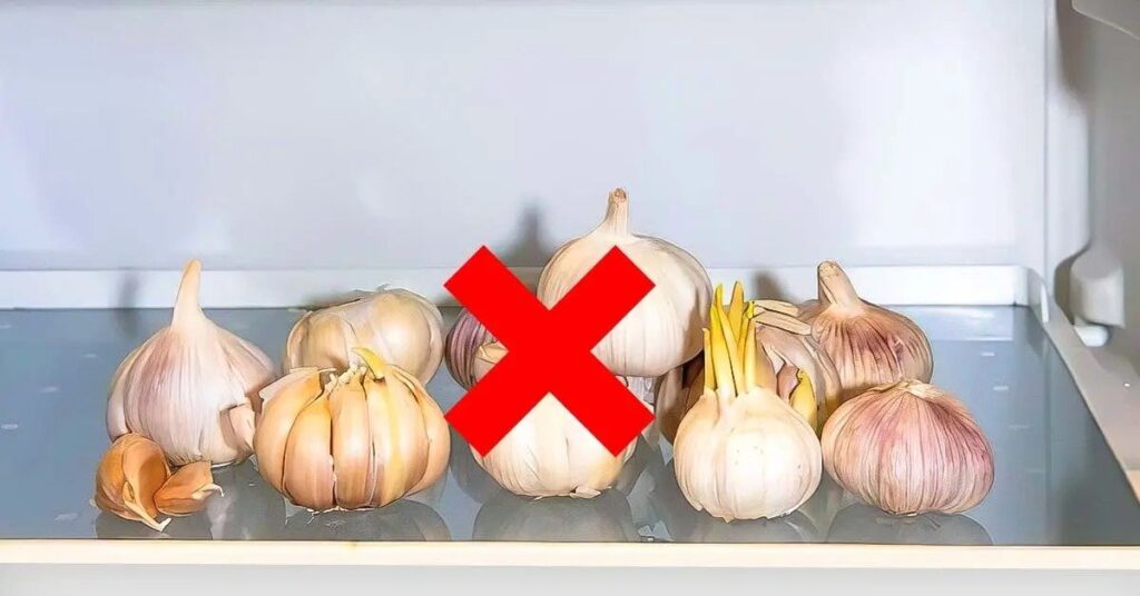 Dies ist der denkbar schlechteste Ort, um Knoblauch zu lagern. Es kann keimen und bitter werden