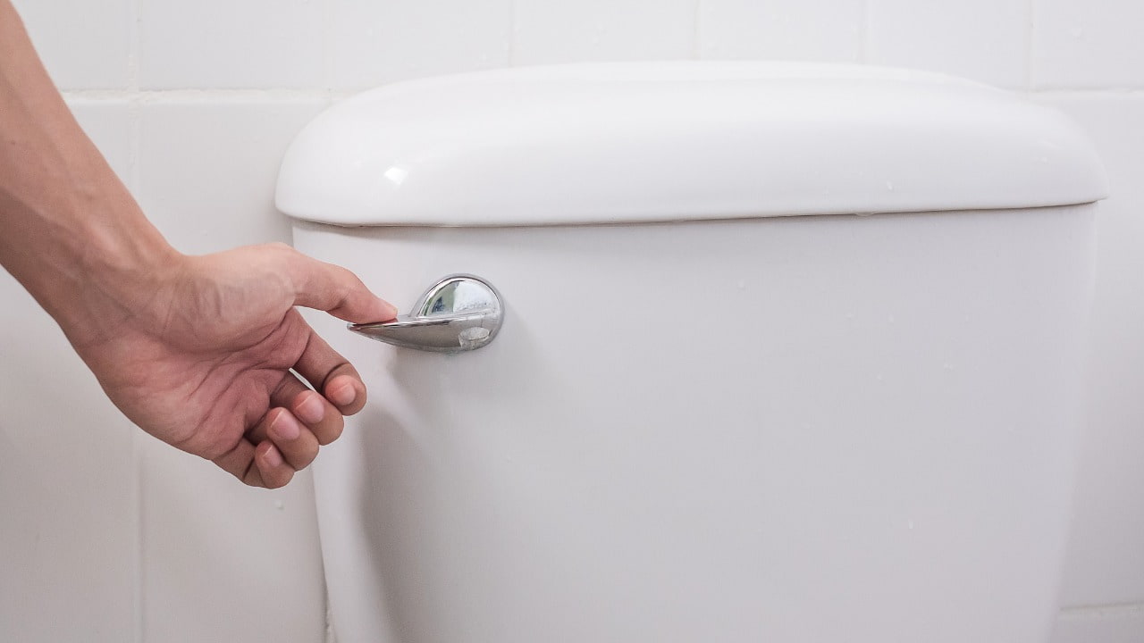Spülen Sie die Toilette nach dem Urinieren