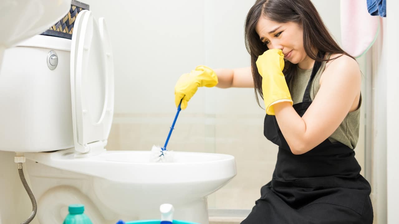 Verstopfte und verkrustete Toilette