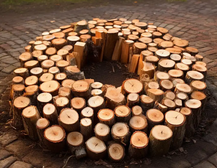 Brennholz rund anordnen